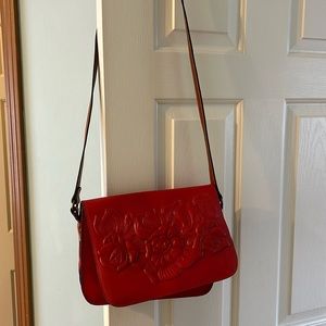 Red New Patricia Nash crossbody bag Italian leather